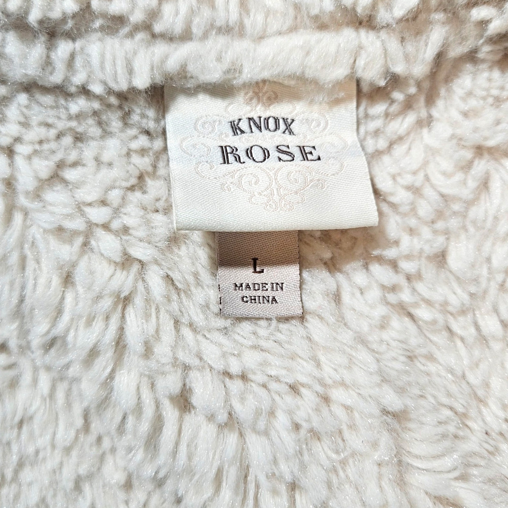 EUC‎ Knox Rose Faux Suede & Sherpa Waterfall Open Vest Sz. L Cream Ivory - Picture 4 of 9